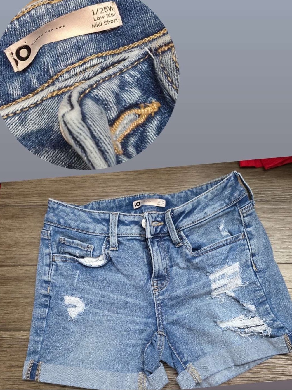 SO Light Blue Distressed Denim Shorts